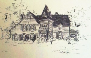 Cedar Crest Victorian Inn- Pen and Ink on Paper By Sarah West