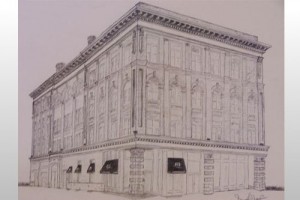 Commission Drawing-  The Historic Flowers Building - Columbus, GA Graphite on Paper by Sarah West (2006)