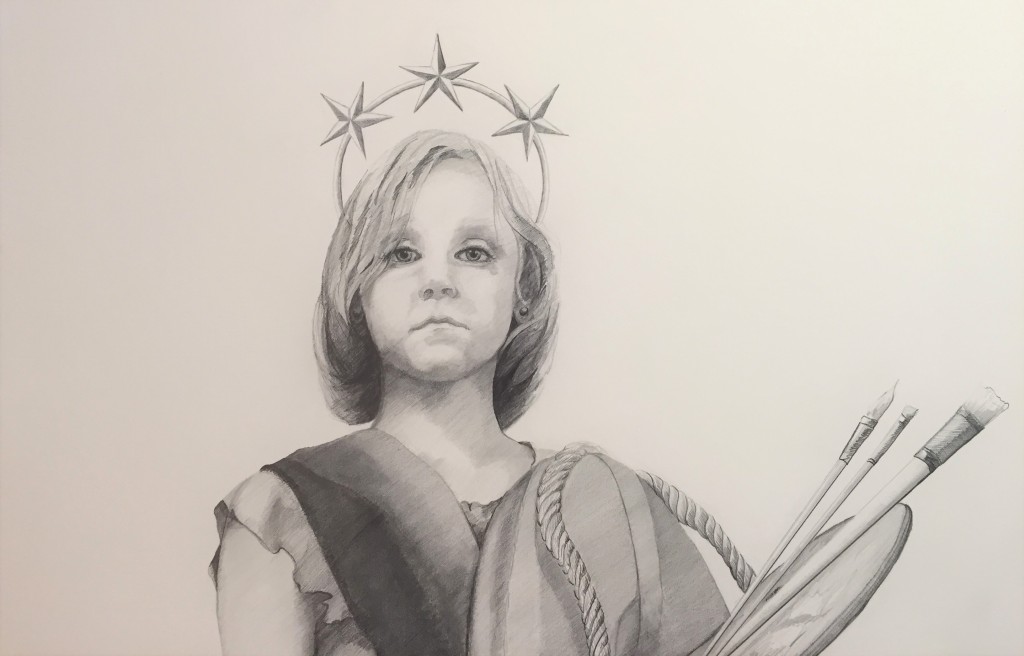 Little Liberty Girl | graphite sketch for painting II "the Collision of Culture and Lack of Civility" series -Sarah West (2016/2017)