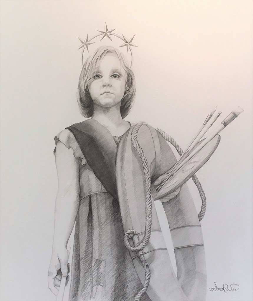 Little Liberty Girl | graphite sketch for painting II "the Colliosion of Culture and Lack of Civility" series -Sarah West (2016-2017)