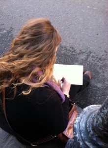 Sarah sketching along the Vieux Carre, New Orleans